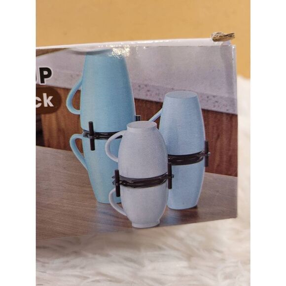 Black Coffee Cup Storage Rack - 6 Pc.- NIP - Picture 4 of 7